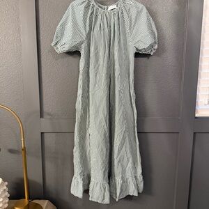 LAKE • Morning Midi Dress in Evergreen Stripes - Small